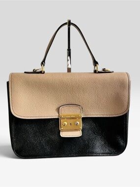 Miu Miu Madras Cipria Leather Top Handle Crossbody Satchel
